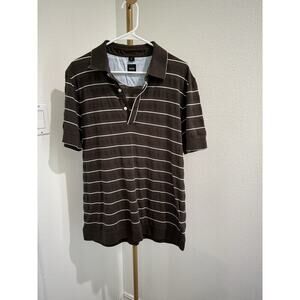 HUGO BOSS Mens Brown Stretch Jersey Performance Button Shirt X‎ Large
